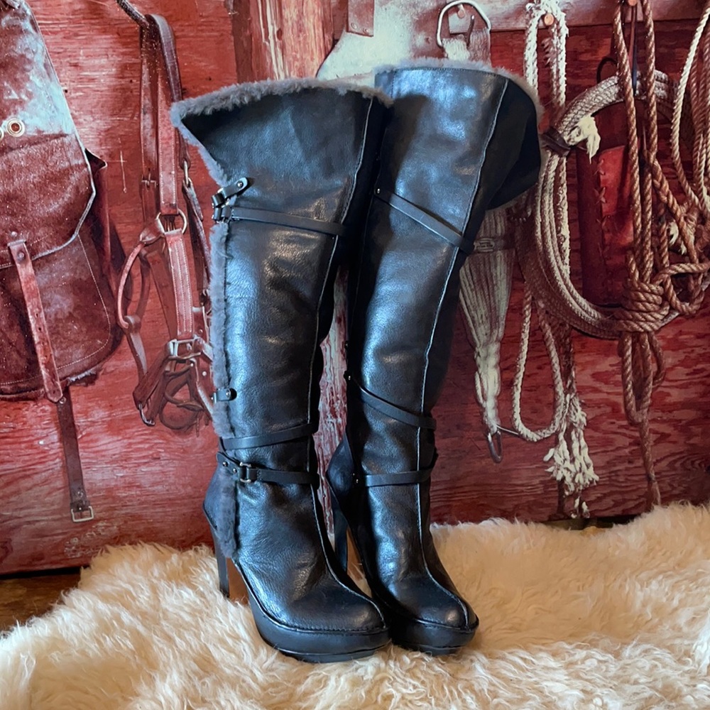 New BCBGMaxAzria OTK leather boots